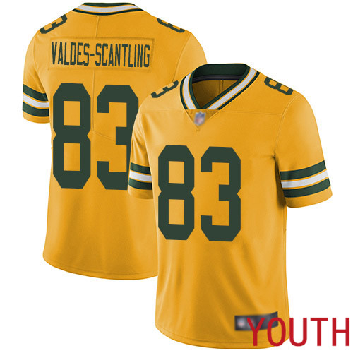Green Bay Packers Limited Gold Youth #83 Valdes-Scantling Marquez Jersey Nike NFL Rush Vapor Untouchable->women nfl jersey->Women Jersey